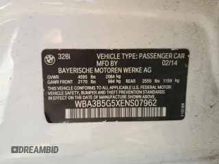 2014 BMW 3 Series 328i xDrive с VIN WBA3B5G5XENS07962, выставлен на аукционе Copart как лот 56357205 с пробегом 105 641 миль миль и Списание • Salvage title. История ставок и продаж доступна на DreamBid. Изображение 13.