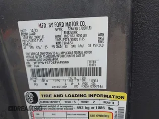 2014 Ford F-150 XL with VIN 1FTFW1ET0EFA49589, listed as a IAAI auction lot 41792225 with Not provided miles and . Bid and sale history available at DreamBid. Image 9.