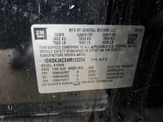 2017 Chevrolet Suburban Premier with VIN 1GNSKJKCXHR122234, listed as a Copart auction lot 45488545 with 80,607 mi miles and Salvage Title. Bid and sale history available at carsss.com. Image 13.