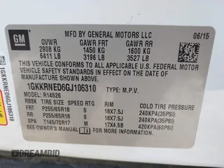 2016 GMC Acadia SLE z VIN 1GKKRNED6GJ106310, wystawiony jako IAAI lot #42210769 z przebiegiem 148 939 mil mil oraz . Historia ofert i sprzedaży dostępna na DreamBid. Obrazek 9.