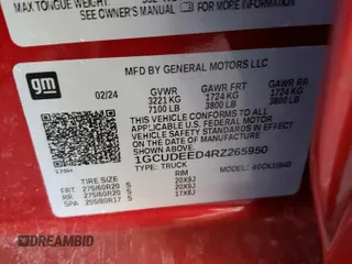 2024 Chevrolet Silverado 1500 RST with VIN 1GCUDEED4RZ265950, listed as a Copart auction lot 48008305 with 11,010 mi miles and Salvage Title. Bid and sale history available at carsss.com. Image 12.