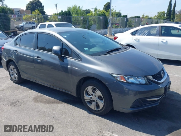 2013 Honda Civic LX with VIN 19XFB2F55DE252598, listed as a IAAI auction lot 42490248 with 115,550 mi miles and . Bid and sale history available at DreamBid. Image 1.