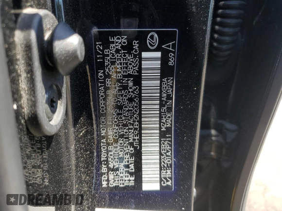 2022 Lexus UX 250h F Sport with VIN JTHE9JBH2N2056763, listed as a Copart auction lot 70052364 with 50,802 mi miles and Salvage Title. Bid and sale history available at DreamBid. Image 13.