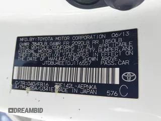 2013 Toyota Corolla L with VIN JTDBU4EE1DJ116557, listed as a IAAI auction lot 41981691 with 169,898 mi miles. Bid and sale history available at carsss.com. Image 9.