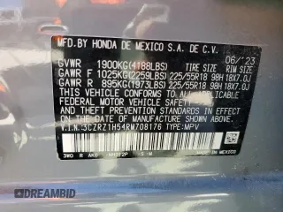 2024 Honda HR-V Sport with VIN 3CZRZ1H54RM708176, listed as a Copart auction lot 48633065 with 36,006 mi miles and Salvage Title. Bid and sale history available at carsss.com. Image 14.