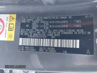 2017 Lexus RX with VIN 2T2BZMCAXHC075697, listed as a IAAI auction lot 41599002 with 37,668 mi miles. Bid and sale history available at carsss.com. Image 9.