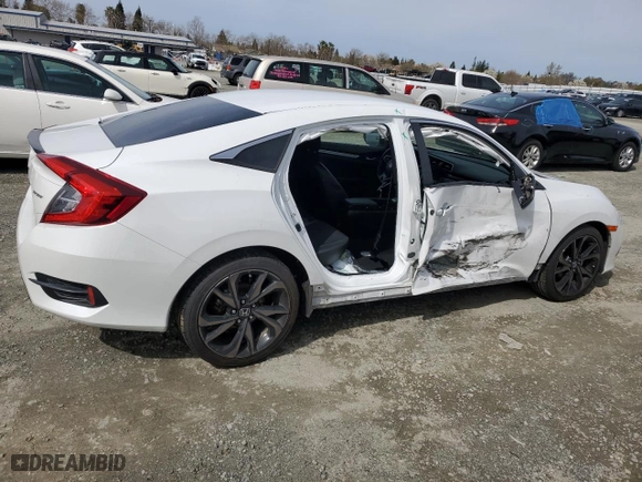 2019 Honda Civic Sedan Sport with VIN 2HGFC2F82KH550889, listed as a Copart auction lot 49088015 with 58,784 mi miles and Salvage Title. Bid and sale history available at carsss.com. Image 3.