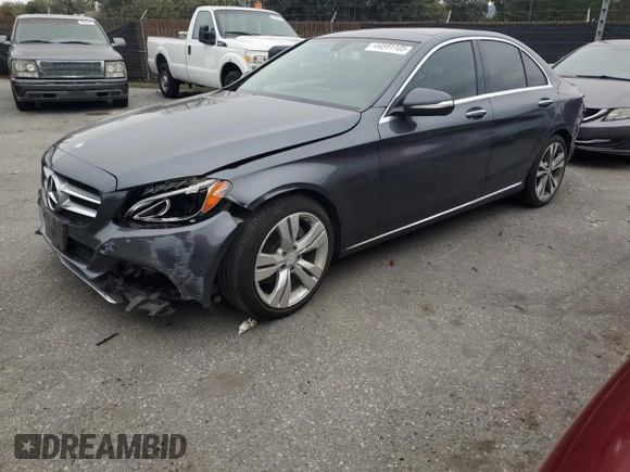 2015 Mercedes-Benz C 300 with VIN 55SWF4JB8FU045146, listed as a Copart auction lot 44591105 with 153,777 mi miles and Salvage Title. Bid and sale history available at carsss.com. Image 1.