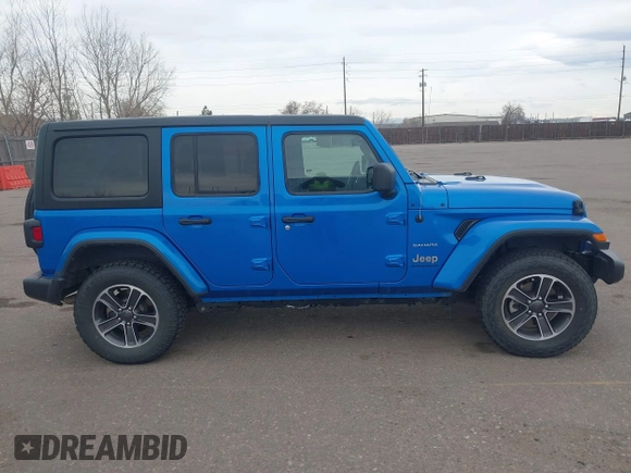 2023 Jeep Wrangler Sahara with VIN 1C4HJXEN4PW702181, listed as a IAAI auction lot 41808434 with 44,291 mi miles. Bid and sale history available at carsss.com. Image 13.