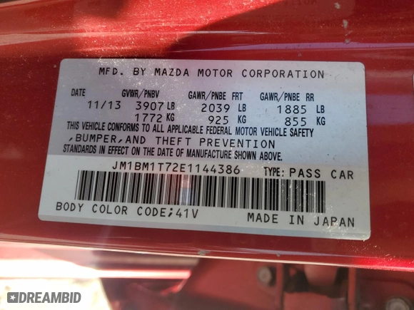 2014 Mazda Mazda3 i SV with VIN JM1BM1T72E1144386, listed as a Copart auction lot 50750115 with 94,874 mi miles and Non Repairable. Bid and sale history available at carsss.com. Image 12.
