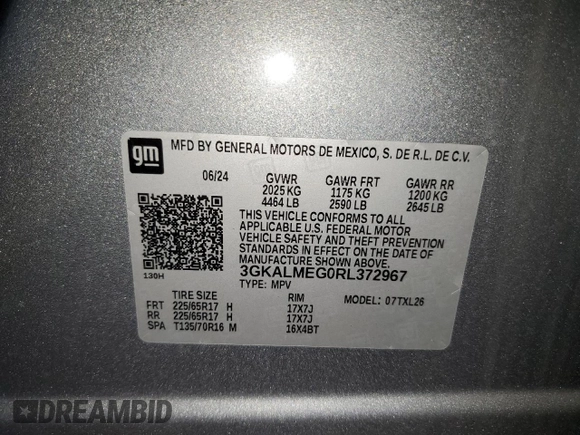 2024 GMC Terrain SLE z VIN 3GKALMEG0RL372967, wystawiony jako Copart lot #59143945 z przebiegiem 26 511 mil mil oraz Czysty tytuł • Clean title. Historia ofert i sprzedaży dostępna na DreamBid. Obrazek 13.