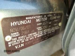 2002 Hyundai XG350 L with VIN KMHFU45E12A167647, listed as a Copart auction lot 54046255 with Not Provided miles and Salvage Title. Bid and sale history available at carsss.com. Image 12.
