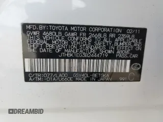 2011 Lexus ES 330 с VIN JTHBK1EG3B2444719, выставлен на аукционе Copart как лот 48803785 с пробегом Не указан миль и Списание • Salvage title. История ставок и продаж доступна на DreamBid. Изображение 13.