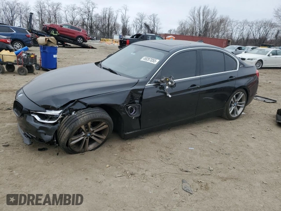 2017 BMW 3 Series 330e iPerformance with VIN WBA8E1C58HK895185, listed as a Copart auction lot 49287055 with 61,391 mi miles and Salvage Title. Bid and sale history available at carsss.com. Image 1.