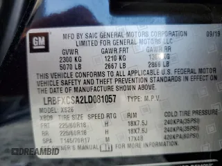 2020 Buick Envision Essence with VIN LRBFXCSA2LD081057, listed as a Copart auction lot 51265665 with 39,345 mi miles and Non Repairable. Bid and sale history available at carsss.com. Image 14.