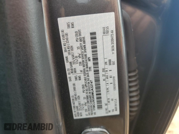 2021 Ford Escape SE with VIN 1FMCU9G60MUA32747, listed as a Copart auction lot 57845105 with Not provided miles and Salvage title. Bid and sale history available at DreamBid. Image 14.