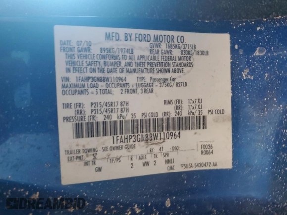 2011 Ford Focus SES with VIN 1FAHP3GN8BW110964, listed as a Copart auction lot 46227695 with 154,307 mi miles and Clean Title. Bid and sale history available at carsss.com. Image 12.