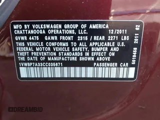 2012 Volkswagen Passat SE с VIN 1VWBP7A33CC035671, выставлен на аукционе IAAI как лот 41864412 с пробегом 99 789 миль миль и . История ставок и продаж доступна на DreamBid. Изображение 9.