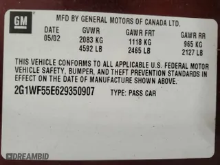 2002 Chevrolet Impala with VIN 2G1WF55E629350907, listed as a Copart auction lot 79885194 with 129,071 mi miles and Clean Title. Bid and sale history available at carsss.com. Image 12.