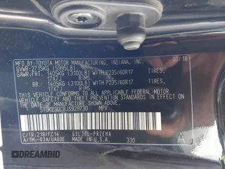 2018 Toyota Sienna LE Auto Access Seat with VIN 5TDKZ3DC8JS929730, listed as a IAAI auction lot 41898547 with 88,043 mi miles. Bid and sale history available at carsss.com. Image 9.