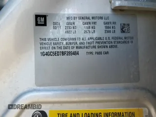 2011 Buick LaCrosse CXL z VIN 1G4GC5ED7BF289484, wystawiony jako Copart lot #61368505 z przebiegiem 98 840 mil mil oraz Szkoda całkowita • Salvage title. Historia ofert i sprzedaży dostępna na DreamBid. Obrazek 12.