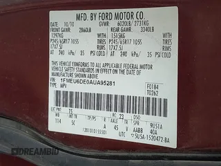 2010 Ford Explorer XLT with VIN 1FMEU6DE0AUA95281, listed as a IAAI auction lot 41510867 with 194,122 mi miles and . Bid and sale history available at DreamBid. Image 9.