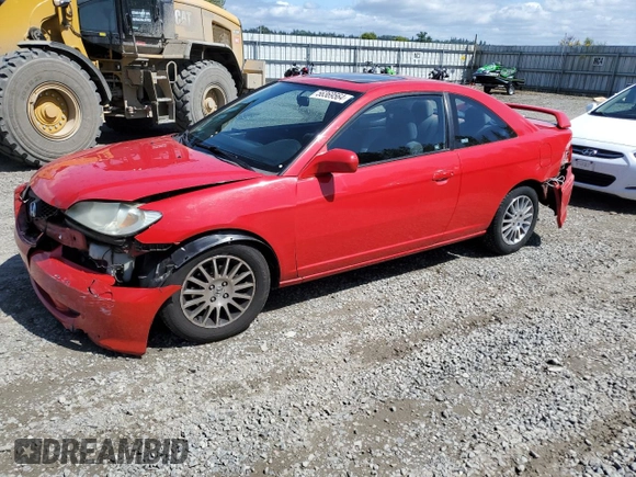 2005 Honda Civic Cpe EX with VIN 1HGEM229X5L017588, listed as a Copart auction lot 56369564 with 145,741 mi miles and Salvage Title. Bid and sale history available at carsss.com. Image 1.
