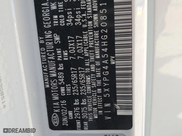 2017 Kia Sorento LX V6 with VIN 5XYPG4A54HG208514, listed as a Copart auction lot 51630425 with 154,415 mi miles and Clean Title. Bid and sale history available at carsss.com. Image 13.