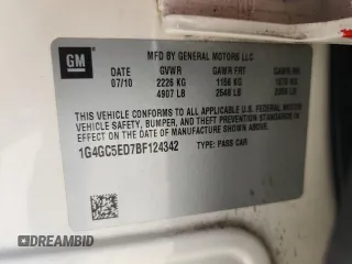 2011 Buick LaCrosse CXL with VIN 1G4GC5ED7BF124342, listed as a Copart auction lot 62052615 with 74,236 mi miles and Salvage title. Bid and sale history available at DreamBid. Image 12.