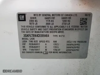2012 GMC Terrain SLE-2 with VIN 2GKFLTEK4C6389464, listed as a Copart auction lot 44034435 with 23,228 mi miles and Salvage Title. Bid and sale history available at carsss.com. Image 13.