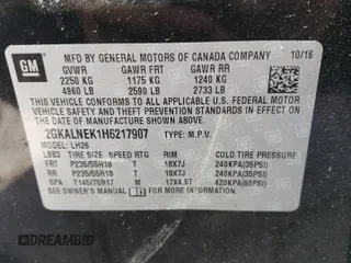 2017 GMC Terrain SLE with VIN 2GKALNEK1H6217907, listed as a Copart auction lot 52558335 with 128,973 mi miles and Salvage Title. Bid and sale history available at carsss.com. Image 12.