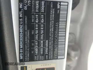 2012 Mercedes-Benz M 350 с VIN 4JGDA2EB5CA086646, выставлен на аукционе Copart как лот 65134895 с пробегом 210 552 миль миль и Чистый • Clean title. История ставок и продаж доступна на DreamBid. Изображение 13.