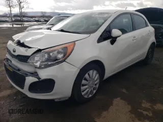 2014 Kia Rio LX with VIN KNADM5A34E6377346, listed as a Copart auction lot 82783993 with 107,160 mi miles and Salvage Title. Bid and sale history available at carsss.com. Image 1.