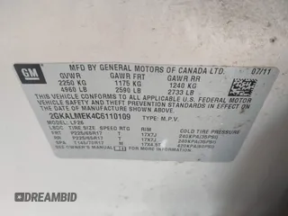 2012 GMC Terrain SLE-1 с VIN 2GKALMEK4C6110109, выставлен на аукционе IAAI как лот 42369680 с пробегом 145 857 миль миль и . История ставок и продаж доступна на DreamBid. Изображение 9.