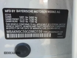 2016 BMW 5 Series 550i with VIN WBAKN9C59GD963159, listed as a Copart auction lot 50718175 with 113,715 mi miles and Salvage title. Bid and sale history available at DreamBid. Image 12.