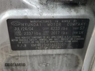 2005 Hyundai Sonata GL with VIN KMHWF25HX5A123207, listed as a Copart auction lot 78187404 with 107,063 mi miles and Salvage Title. Bid and sale history available at carsss.com. Image 12.
