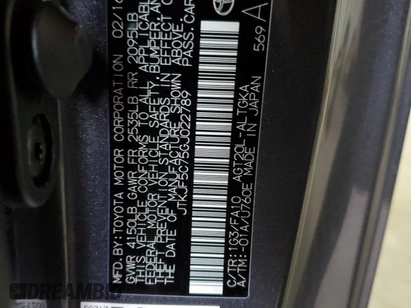 2016 Scion tC z VIN JTKJF5C75GJ022789, wystawiony jako Copart lot #54305435 z przebiegiem 49 007 mil mil oraz Szkody całkowita. Historia ofert i sprzedaży dostępna na DreamBid. Obrazek 12.