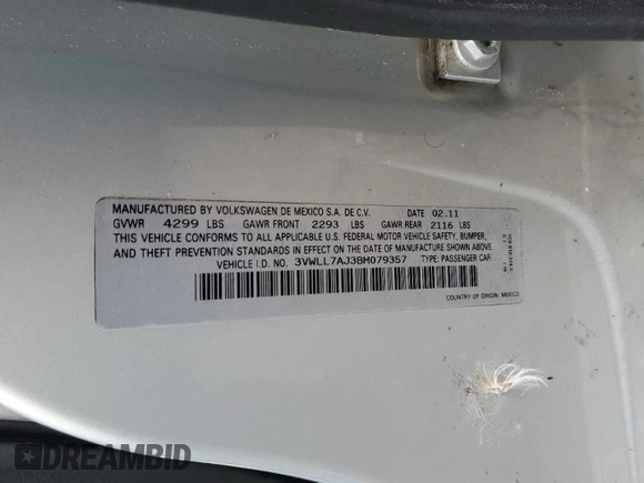2011 Volkswagen Jetta TDI with VIN 3VWLL7AJ3BM079357, listed as a Copart auction lot 58485125 with 183,089 mi miles and Clean title. Bid and sale history available at DreamBid. Image 12.