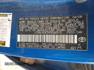 2009 Toyota Corolla with VIN JTDBL40E399046515, listed as a IAAI auction lot 42154947 with 153,041 mi miles. Bid and sale history available at carsss.com. Image 9.