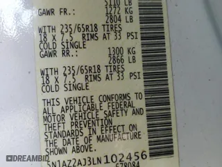 2020 Nissan Murano S with VIN 5N1AZ2AJ3LN102456, listed as a Copart auction lot 50304455 with 73,038 mi miles and Salvage Title. Bid and sale history available at carsss.com. Image 12.