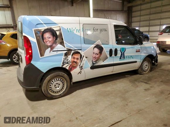 2017 Ram ProMaster City Cargo Tradesman with VIN ZFBERFAB8H6D61781, listed as a Copart auction lot 56009525 with 159,632 mi miles and Salvage title. Bid and sale history available at DreamBid. Image 3.