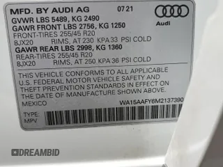 2021 Audi Q5 Sportback Premium Plus z VIN WA15AAFY6M2137390, wystawiony jako Copart lot #51147585 z przebiegiem 43 711 mil mil oraz Czysty tytuł • Clean title. Historia ofert i sprzedaży dostępna na DreamBid. Obrazek 16.