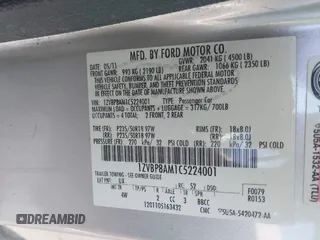 2012 Ford Mustang V6 Premium with VIN 1ZVBP8AM1C5224001, listed as a IAAI auction lot 41385559 with 165,123 mi miles. Bid and sale history available at carsss.com. Image 9.