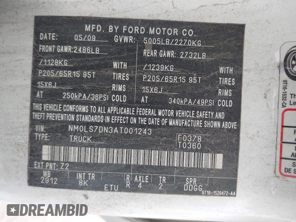 2010 Ford Transit Connect XLT с VIN NM0LS7DN3AT001243, выставлен на аукционе IAAI как лот 42155959 с пробегом Не указан миль и . История ставок и продаж доступна на DreamBid. Изображение 9.
