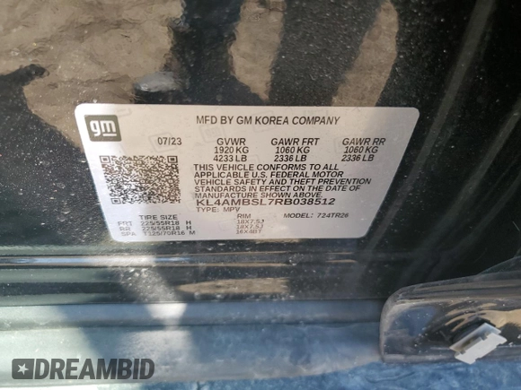 2024 Buick Encore GX Preferred с VIN KL4AMBSL7RB038512, выставлен на аукционе Copart как лот 53868185 с пробегом 12 215 миль миль и Списание • Salvage title. История ставок и продаж доступна на DreamBid. Изображение 13.