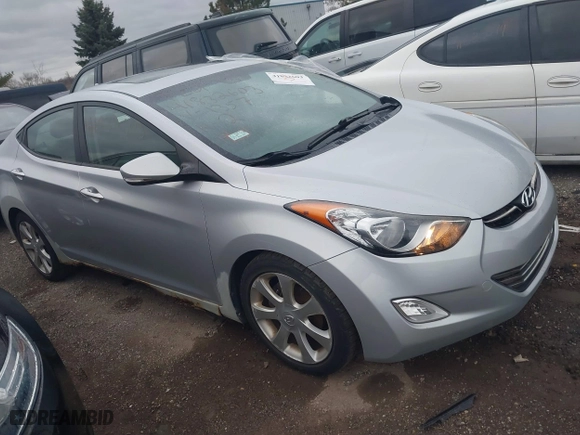 2012 Hyundai Elantra GLS with VIN 5NPDH4AE6CH091357, listed as a IAAI auction lot 41832603 with 83,709 mi miles. Bid and sale history available at carsss.com. Image 1.