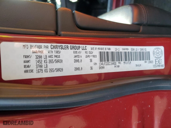 2012 Jeep Grand Cherokee Overland with VIN 1C4RJFCG3CC164832, listed as a Copart auction lot 48041235 with 295,748 mi miles and Clean Title. Bid and sale history available at carsss.com. Image 13.