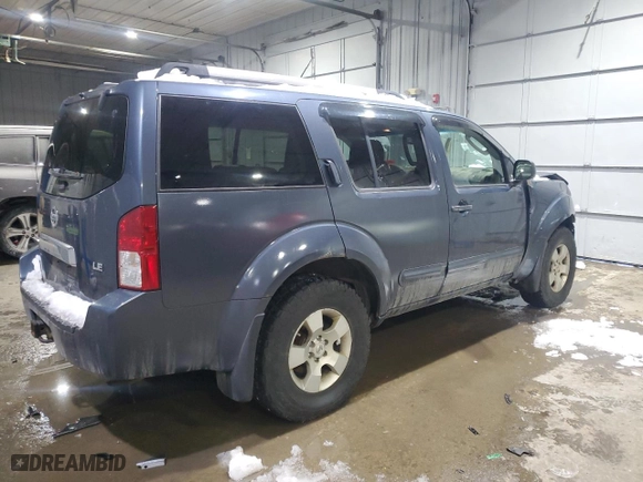 2005 Nissan Pathfinder LE with VIN 5N1AR18W95C707463, listed as a Copart auction lot 44749885 with 150,235 mi miles and Salvage Title. Bid and sale history available at carsss.com. Image 3.