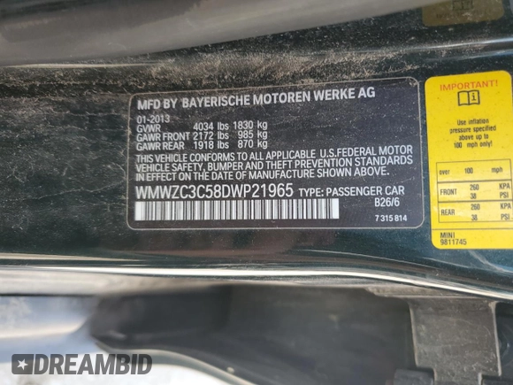 2013 MINI Countryman S with VIN WMWZC3C58DWP21965, listed as a Copart auction lot 61161735 with 142,797 mi miles and Salvage title. Bid and sale history available at DreamBid. Image 13.