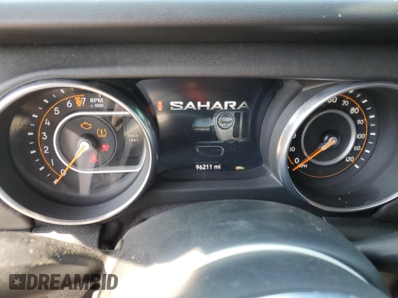 2018 Jeep Wrangler Unlimited Sahara with VIN 1C4HJXEG5JW221302, listed as a Copart auction lot 58010785 with 96,211 mi miles and Salvage title. Bid and sale history available at DreamBid. Image 9.